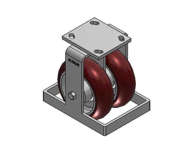 115 Series Top Plate Rigid Maroon tread on aluminum core Caster with 6 x 2 AX - Round Polyurethane (Aluminum Core) Wheel