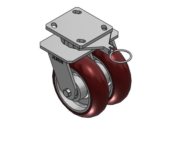 115 Series Top Plate Swivel Maroon tread on aluminum core Caster with 6 x 2 AX - Round Polyurethane (Aluminum Core) Wheel
