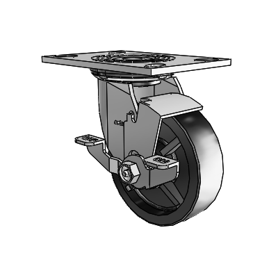 4 Series 1 1/2" Casters Top Plate Swivel Zinc with 5 x 1.5 Polyolefin Wheel and Top Lock Brake