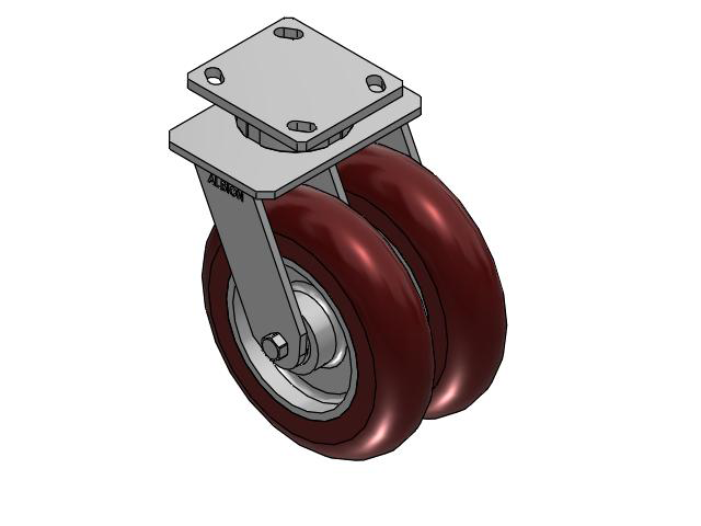 115 Series Top Plate Swivel Maroon tread on aluminum core Caster with 8 x 2 AX - Round Polyurethane (Aluminum Core) Wheel