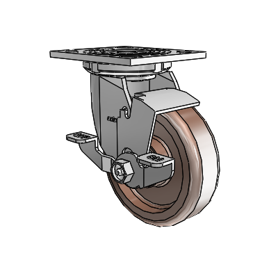 4 Series 1 1/2" Casters Top Plate Swivel Zinc with 5 x 1.5 Thermo Wheel and Top Lock Brake