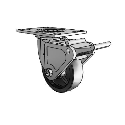 4 Series 1 1/2" Casters Top Plate Swivel Zinc with 5 x 1.5 Polyolefin Wheel and Tech Lock Brake