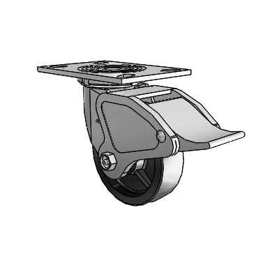 4 Series 1 1/2" Casters Top Plate Swivel Zinc with 5 x 1.5 Polyolefin Wheel and Total Lock Brake