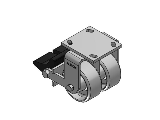 115 Series Top Plate Rigid Gray enamel Caster with 4 x 2 CA - Cast Iron Wheel and Poly Lock Integrated Brake