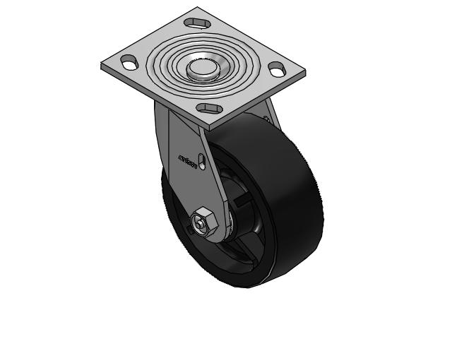 Roulette pivotante de la série 4 avec plaque supérieure de 2 pouces de large et roue en polyoléfine de 5 x 2