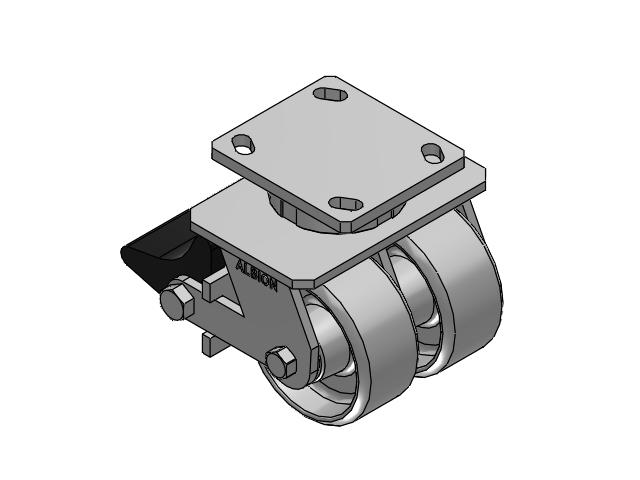 115 Series Top Plate Swivel Gray enamel Caster with 4 x 2 CA - Cast Iron Wheel and Poly Lock Integrated Brake