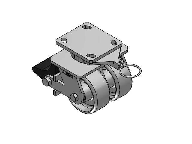 115 Series Top Plate Swivel Gray enamel Caster with 4 x 2 CA - Cast Iron Wheel and Poly Lock Integrated Brake