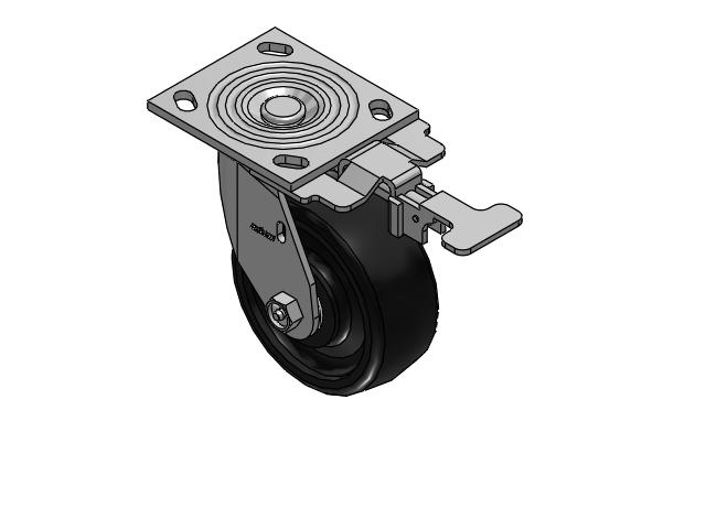 4 Series 2 Inch Wide Top Plate Swivel Caster Caster with 5 x 2 Endura Solid Elastomer Wheel