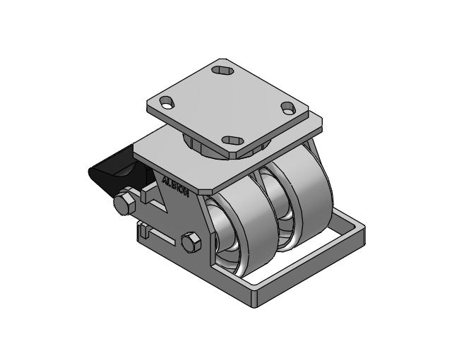 115 Series Top Plate Swivel Gray enamel Caster with 4 x 2 CA - Cast Iron Wheel and Poly Lock Integrated Brake