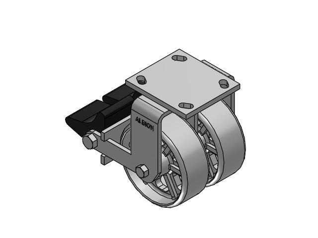 115 Series Top Plate Rigid Gray enamel Caster with 5 x 2 CA - Cast Iron Wheel and Poly Lock Integrated Brake