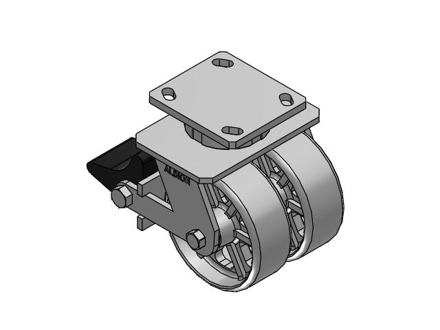115 Series Top Plate Swivel Gray enamel Caster with 5 x 2 CA - Cast Iron Wheel and Poly Lock Integrated Brake