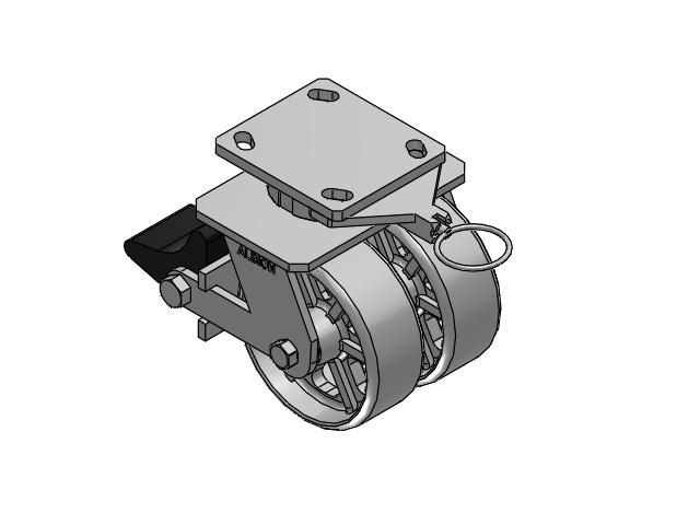 115 Series Top Plate Swivel Gray enamel Caster with 5 x 2 CA - Cast Iron Wheel and Poly Lock Integrated Brake