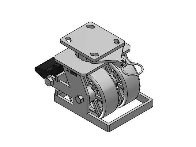 115 Series Top Plate Swivel Gray enamel Caster with 5 x 2 CA - Cast Iron Wheel and Poly Lock Integrated Brake