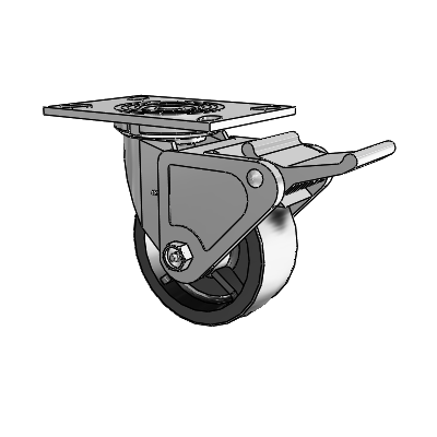 4 Series 2 Inch Wide Top Plate Swivel Caster Caster with 5 x 2 Polyolefin Wheel and Tech Lock Brake