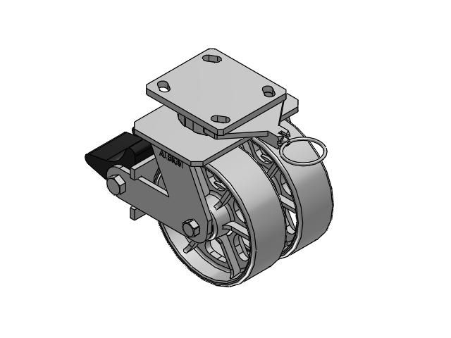 115 Series Top Plate Swivel Gray enamel Caster with 6 x 2 CA - Cast Iron Wheel and Poly Lock Integrated Brake