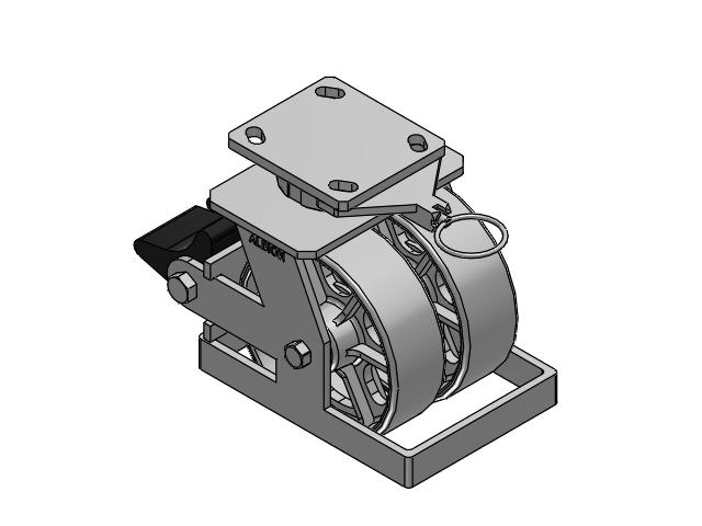 115 Series Top Plate Swivel Gray enamel Caster with 6 x 2 CA - Cast Iron Wheel and Poly Lock Integrated Brake