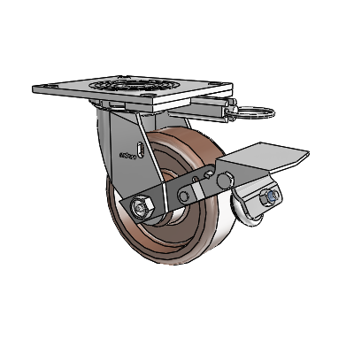 4 Series 2 Inch Wide Top Plate Swivel Caster Caster with 5 x 2 Thermo Wheel and Tread Lock Brake