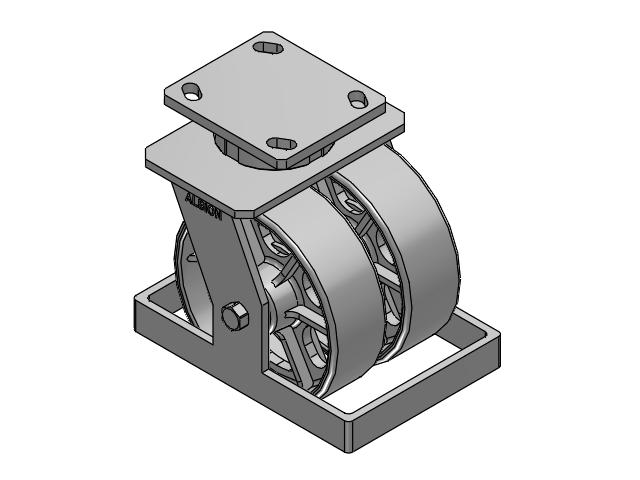 115 Series Top Plate Swivel Gray enamel Caster with 6 x 2 CA - Cast Iron Wheel