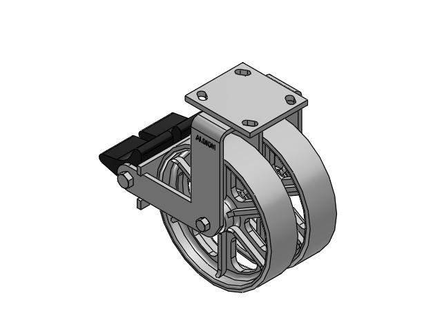 115 Series Top Plate Rigid Gray enamel Caster with 8 x 2 CA - Cast Iron Wheel and Poly Lock Integrated Brake