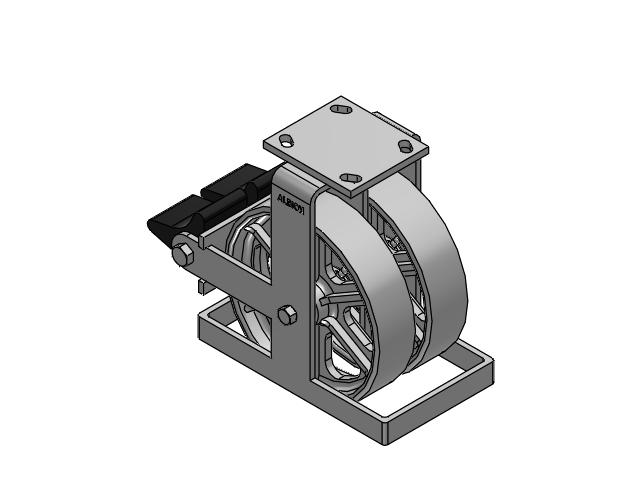 115 Series Top Plate Rigid Gray enamel Caster with 8 x 2 CA - Cast Iron Wheel and Poly Lock Integrated Brake