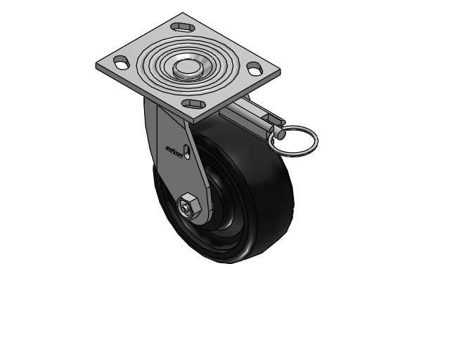 4 Series 2 Inch Wide Top Plate Swivel Caster Caster with 5 x 2 Endura Solid Elastomer Wheel