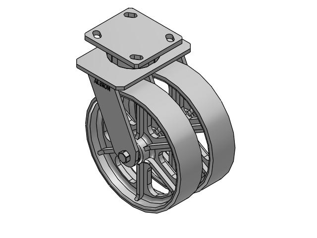115 Series Top Plate Swivel Gray enamel Caster with 8 x 2 CA - Cast Iron Wheel