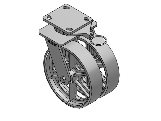115 Series Top Plate Swivel Gray enamel Caster with 8 x 2 CA - Cast Iron Wheel