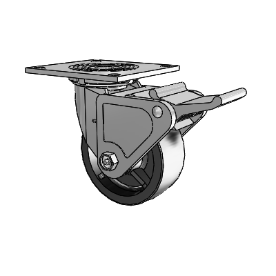 4 Series 2 Inch Wide Top Plate Swivel Caster Caster with 5 x 2 Polyolefin Wheel and Tech Lock Brake
