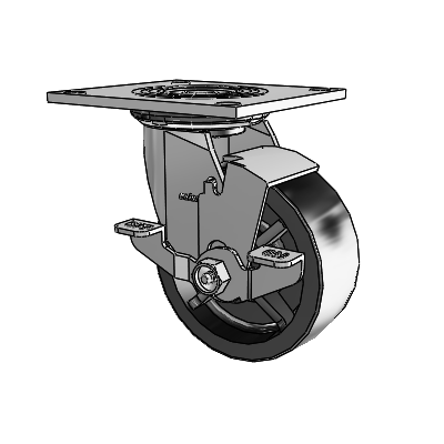 4 Series 2 Inch Wide Top Plate Swivel Caster Caster with 5 x 2 Polyolefin Wheel and Top Lock Brake