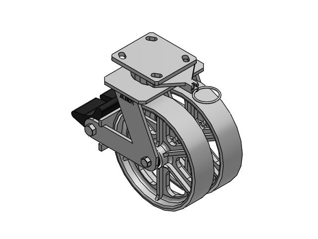 115 Series Top Plate Swivel Gray enamel Caster with 8 x 2 CA - Cast Iron Wheel and Poly Lock Integrated Brake