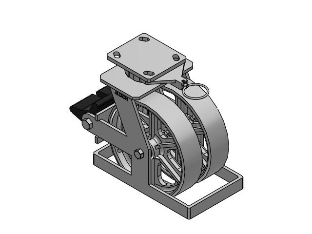 115 Series Top Plate Swivel Gray enamel Caster with 8 x 2 CA - Cast Iron Wheel and Poly Lock Integrated Brake