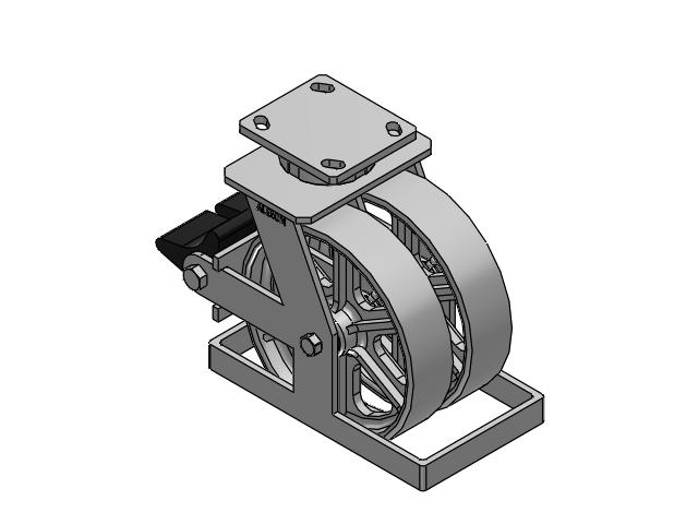 Roulette pivotante à plaque supérieure de la série 115, émaillée grise, avec roue en fonte 8 x 2 CA et frein intégré Poly Lock