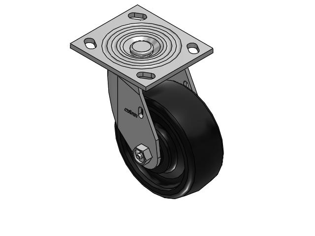 4 Series 2 Inch Wide Top Plate Swivel Caster Caster with 5 x 2 Endura Solid Elastomer Wheel