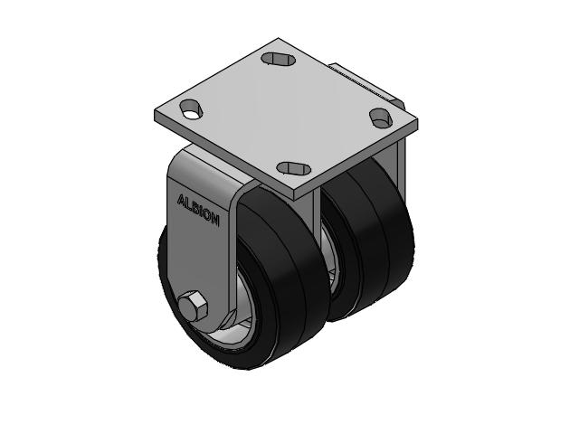 115 Series Top Plate Rigid Black on natural aluminum core Caster with 4 x 2 MD - Moldon Rubber (Aluminum Core) Wheel