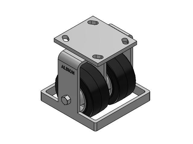 115 Series Top Plate Rigid Black on natural aluminum core Caster with 4 x 2 MD - Moldon Rubber (Aluminum Core) Wheel