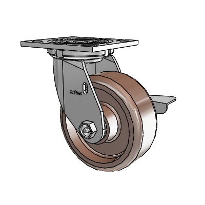 4 Series 2 Inch Wide Top Plate Swivel Caster Caster with 5 x 2 Thermo Wheel and Side Lock Brake