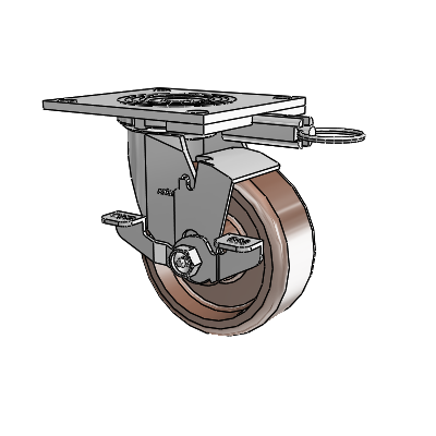 4 Series 2 Inch Wide Top Plate Swivel Caster Caster with 5 x 2 Thermo Wheel and Top Lock Brake