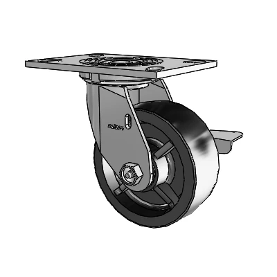 4 Series 2 Inch Wide Top Plate Swivel Caster Caster with 5 x 2 Polyolefin Wheel and Side Lock Brake