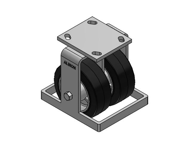 115 Series Top Plate Rigid Black on natural aluminum core Caster with 5 x 2 MD - Moldon Rubber (Aluminum Core) Wheel