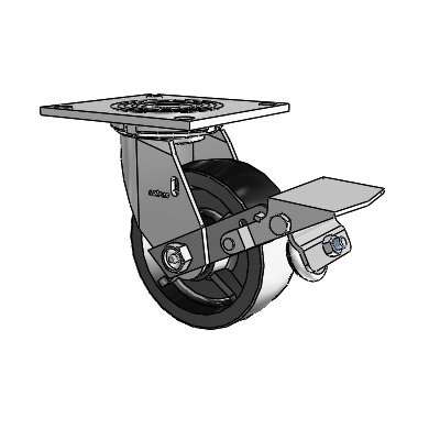 4 Series 2 Inch Wide Top Plate Swivel Caster Caster with 5 x 2 Polyolefin Wheel and Tread Lock Brake