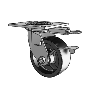 4 Series 2 Inch Wide Top Plate Swivel Caster Caster with 5 x 2 Polyolefin Wheel and Side Lock Brake