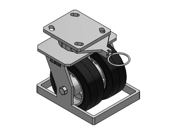 115 Series Top Plate Swivel Black on natural aluminum core Caster with 5 x 2 MD - Moldon Rubber (Aluminum Core) Wheel