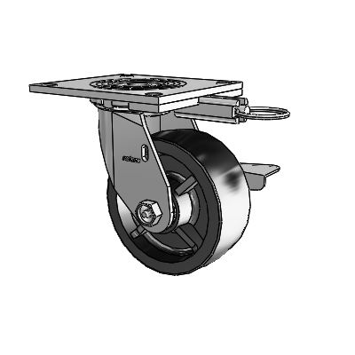 4 Series 2 Inch Wide Top Plate Swivel Caster Caster with 5 x 2 Polyolefin Wheel and Side Lock Brake