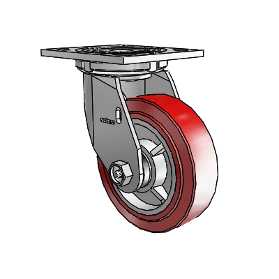 4 Series 1 1/2" Casters Top Plate Swivel Zinc with 5 x 1.5 Polyurethane HI-TECH Wheel