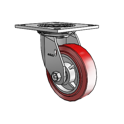 4 Series 1 1/2" Casters Top Plate Swivel Zinc with 5 x 1.5 Polyurethane HI-TECH Wheel