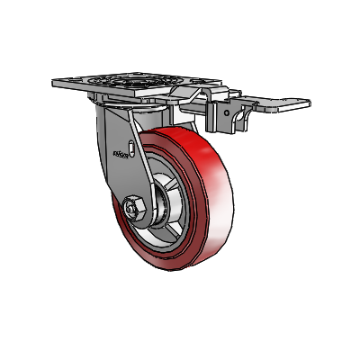 4 Series 1 1/2" Casters Top Plate Swivel Zinc with 5 x 1.5 Polyurethane HI-TECH Wheel