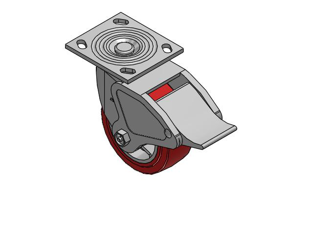 4 Series 2 Inch Wide Top Plate Swivel Caster Caster with 5 x 2 Polyurethane HI-TECH Wheel and Total Lock Brake
