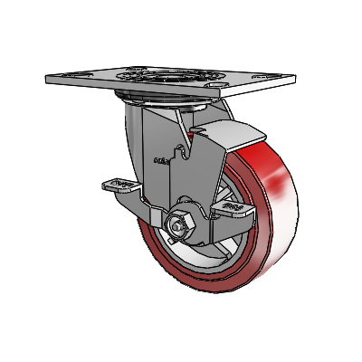 4 Series 2 Inch Wide Top Plate Swivel Caster Caster with 5 x 2 Polyurethane HI-TECH Wheel and Top Lock Brake