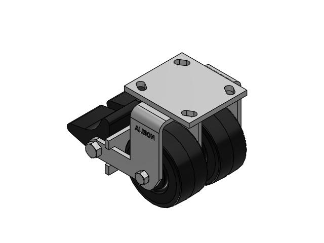 115 Series Top Plate Rigid Black tread on black enamel core Caster with 4 x 2 MR - Moldon Rubber (Cast Iron Core) Wheel and Poly Lock Integrated Brake