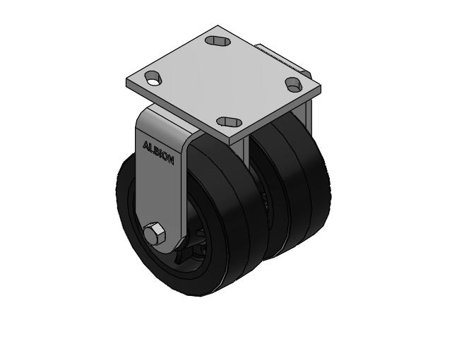 115 Series Top Plate Rigid Black tread on black enamel core Caster with 5 x 2 MR - Moldon Rubber (Cast Iron Core) Wheel